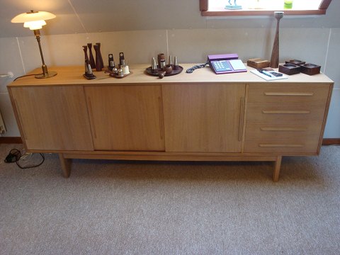 Low sideboard in light oak in reconditioned Danish design