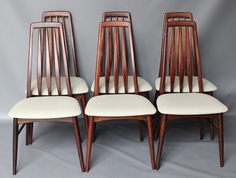 6 Niels Koefoed chairs model Eva. Designed in 1964 in rosewood. 5000m2 showroom.