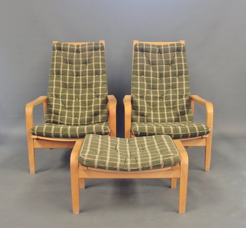 A pair of armchairs - Stool - Alf Svensson - Källemo - 1980