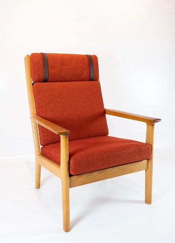 High armchair - Oak - Red wool - Hans J. Wegner - Getama - 1960