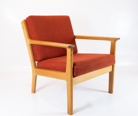 Lænestol - Egetræ - Rødt Uldstof - Hans J. Wegner - Getama - 1960