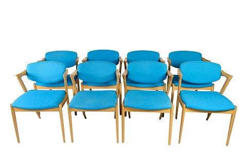 Set of eight dining room chairs, model 42, designed by Kai Kristiansen, Schou 
Andersen in the 1960s.
Great condition
