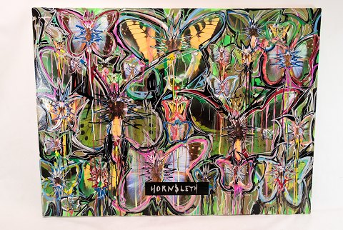Originalt Hornsleth Maleri Med Titlen Butterflies ART- Mixed Media På lærred - 
Kristian Von Hornsleth - 2021
Flot stand
