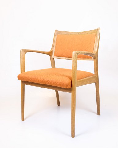 Armstol - Egetræ - Polstret I Orange Stof - Karl Erik Ekselius - JOC Vetlanda - 
Svensk Design - 1960erne
