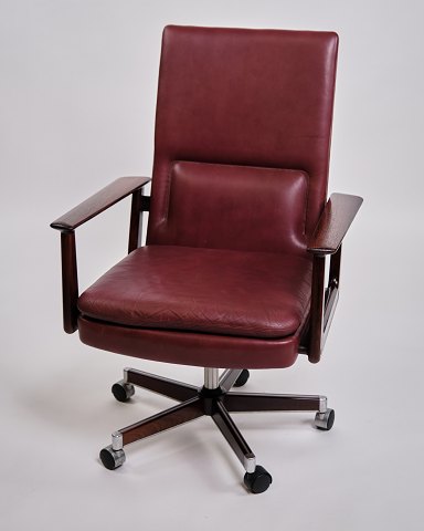 Kontorstol - Model 419 - Palisander & Bordeauxrødt Læder - Arne Vodder - Sibast 
- 1960erne
