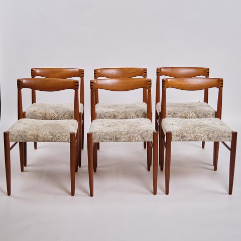 Sæt Af Seks Spisestuestole - Teaktræ & Lys Polstring - Henry W. Klein - Bramin - 
1960erne

