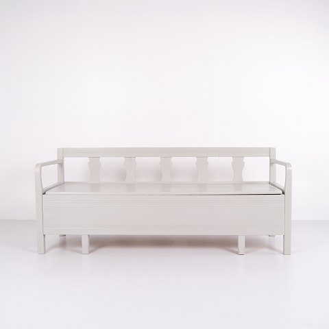 Antik Slagbænk - Gråmalet - Fyrretræ - År 1860erne