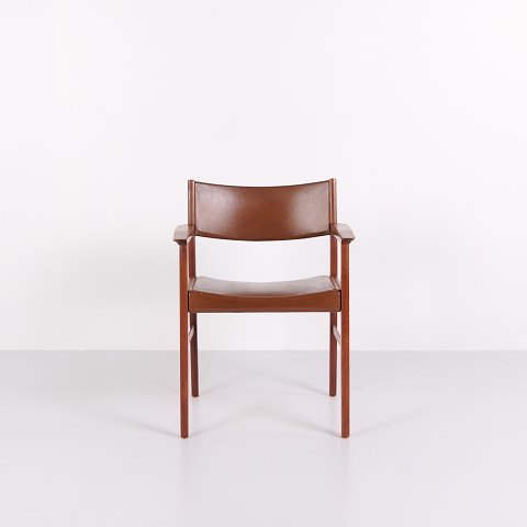 Armstol - Teaktræ - Brunt læder - 1960