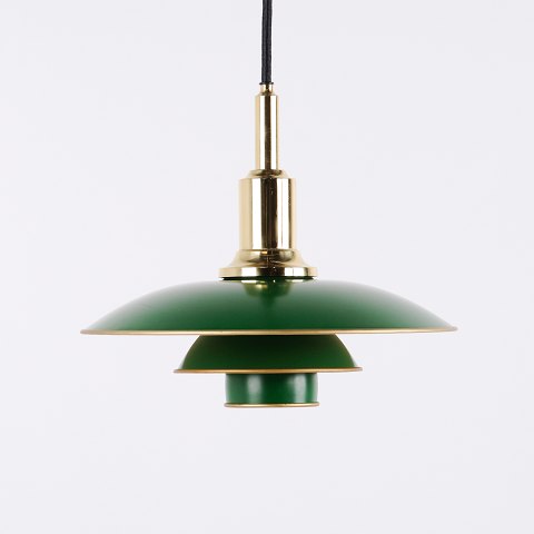 Poul Henningsen Pendel Model PH 3/2 Jubilæumsudgave med Grønne Metalskærme for Louis Poulsen