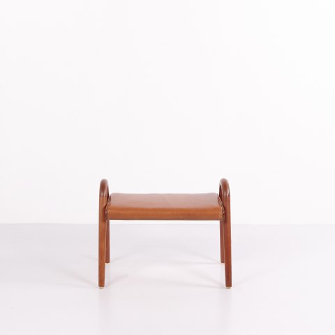 Skammel i Teak med Lædersæde Vilhelm Lauritzen Fritz Hansen ca. 1945