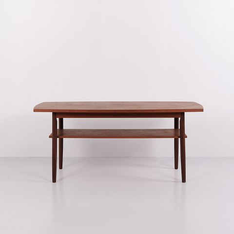 Sofabord i teak med hylde dansk design fra 1960
