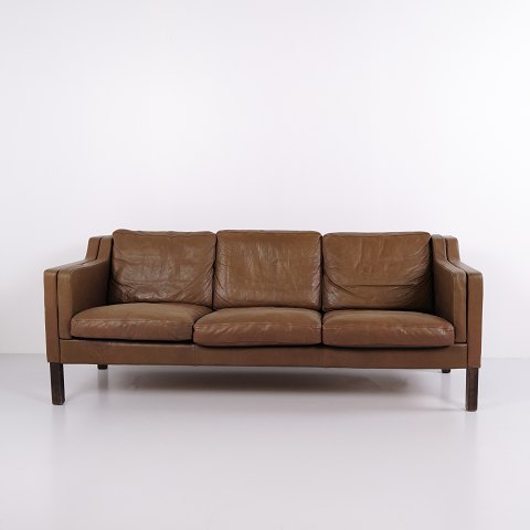Stouby 3-Personers Sofa i Brunt Læder, Dansk Design, 1960’erne