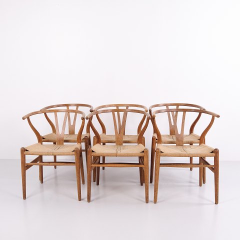 Hans J. Wegner CH24 Spisebordsstole i Egetræ med Kurveflet fra Carl Hansen & Søn, Tidlig model fra 1960’erne