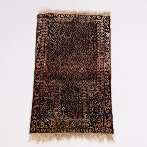 Orientalsk Bedetæppe Inspireret Tæppe med Mihrab Motiv i Mørke Nuancer 125 x 78 cm