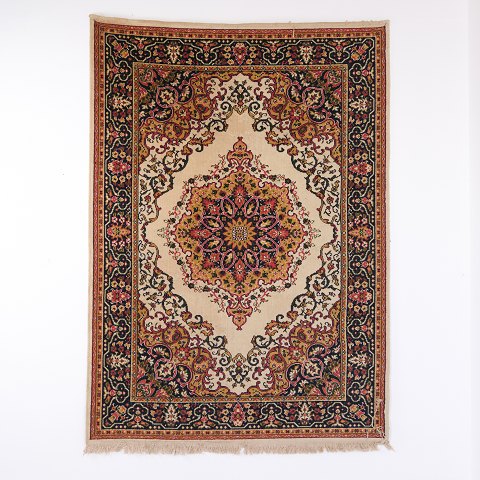 Kashan Orientalsk Tæppe med Medaljon og Blomstermønster 225 x 157 cm