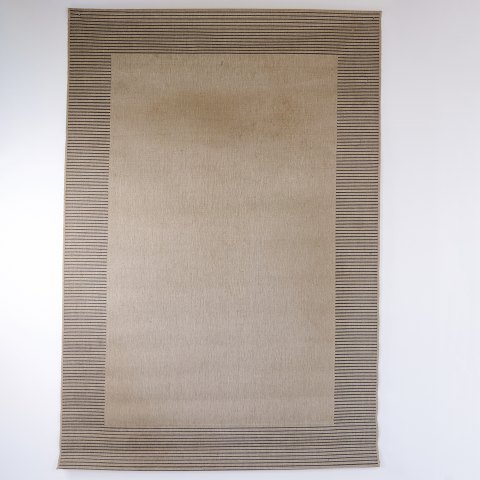 Moderne Naturfarvet Tæppe med Stribet Kant 290 x 200 cm