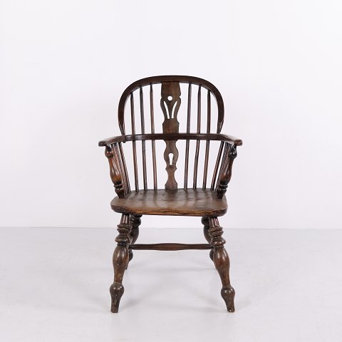 Antik Windsor Armstol i Træ med Tremmeryg ca. 1860–1880