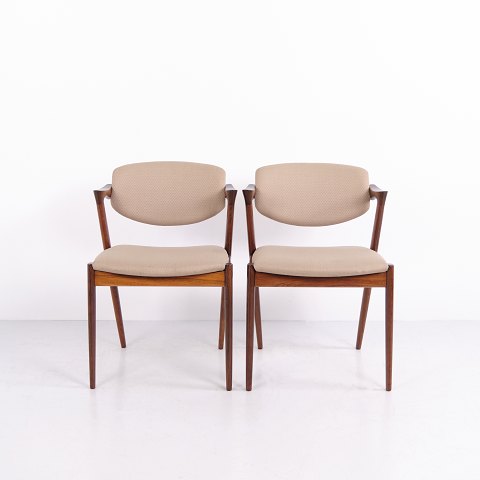 Par Kai Kristiansen Model 42 Spisebordsstole i Palisander Schou Andersen 1960’erne