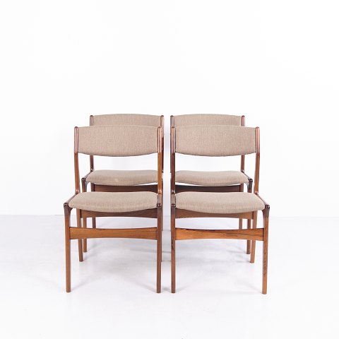 Sæt af Fire Erik Buch Spisebordsstole i Palisander med Stof Dansk Design 1960’erne