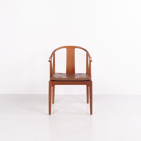 Hans J. Wegner Kinastolen FH 4283 i Mahogni med Brunt Læder Fritz Hansen