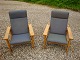 Resting chairs in oak with wool designed by Hans Wegner from Getama furniture 
factory 5000 m2 showroom