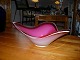 Swedish flygsfors glass bowl brand: Coquille.
In white and pink. 
Dia 38 cm. 5000 m2 showroom.