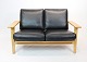 2 pers. sofa - Model GE290 - Oak - Sort Elegance Læder - Hans J. Wegner - Getama
