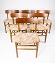 Sæt af seks Spisestuestole - Teak - Lyst Blomstret Stof - Dansk Design - 1960