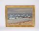 Oil painting with beach motif and gilded frame signed A. Brener by Arthur Brener 1886-1956.5000m2 showroom.