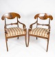Set of two armchairs of mahogany and upholstered with striped fabric from the 
1860s.  
5000m2 showroom.