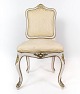 Dining chair of white painted wood and upholstered with light fabric, in great 
antique condition from around 1880. 
5000m2 udstilling.