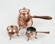 Set of 3 copper parts coffee pot sugar bowl and cream jug from around 1960s 
respectively. 5000m2 exhibition
Great condition
