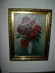 Maleri med en buket røde roser i vase sign FH 1911
renset og istandsat