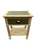 Gray painted side table with brass handles from around the 1940s.
Great condition
