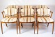 Sæt Af Seks Spisebordsstole - Model 42 - Teak - Lyst polstret Stof med Striber - 
Kai Kristiansen - Schou Andersen - 1960erne
Flot stand
