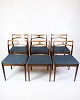 Sæt Af 6 Spisestuestole - Model 94 - Palisander & Blåt Stof - Johannes Andersen 
- Chr. Linneberg Møbelfabrik - 1960erne
God Stand
