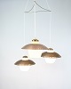 Vintage Trearmet Loftspendel – Opalglas & Messing – Bent Karlby - 1950/60’erne – 
Dansk Design
