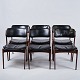 Sæt af Seks Spisestuestole – Erik Buch – Model OD49 – Palisander & Sort Læder – 
O.D. Møbler – 1950’erne
