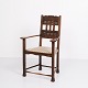 Antik Armstol - Egetræ - Stribet Polstring - 1930erne
