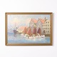 Maleri på lærred med motiv af Tornø havn fra omkring 1950