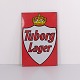 Tuborg Lager emaljeskilt med kongekrone i røde og hvide farver, 96cm