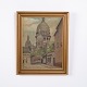 Oliemaleri af Sacré Coeur i Forgyldt Ramme ca. 1920