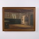 Oliemaleri på Lærred med Interiørmotiv i Guldramme 54,5 x 74 cm