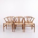 Hans J. Wegner CH24 Spisebordsstole i Egetræ med Kurveflet fra Carl Hansen & Søn, Tidlig model fra 1960’erne