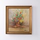 Blomstermaleri med Buket i Forgyldt Ramme Signeret, 1920