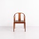 Hans J. Wegner Kinastolen FH 4283 i Mahogni med Brunt Læder Fritz Hansen