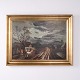 Maleri på Lærred med Landsbymotiv og Hestevogn 1930’erne 58 x 76 cm