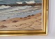 Olie maleri med strand motiv og forgyldt ramme signeret A. Brener af Arthur Brener 1886-1956.5000m2 udstilling.