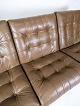 Three seater sofa upholstered with light brown leather and frame in metal, of danish design from the 1970s.5000m2 showroom.