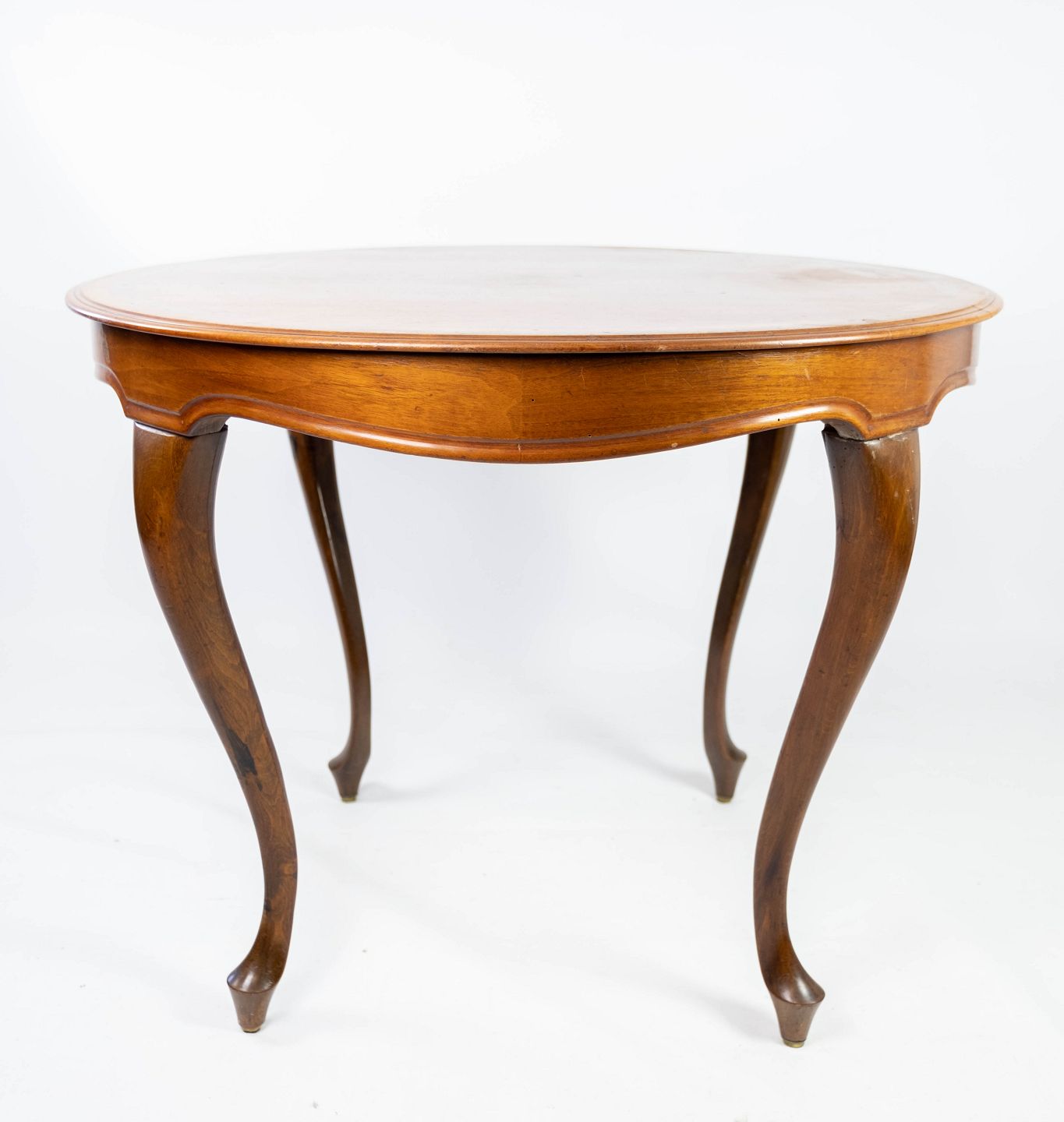 Rundt spisebord af mahogni med af valnød, i flot brugt stand fra 1880. - Osted Antik &